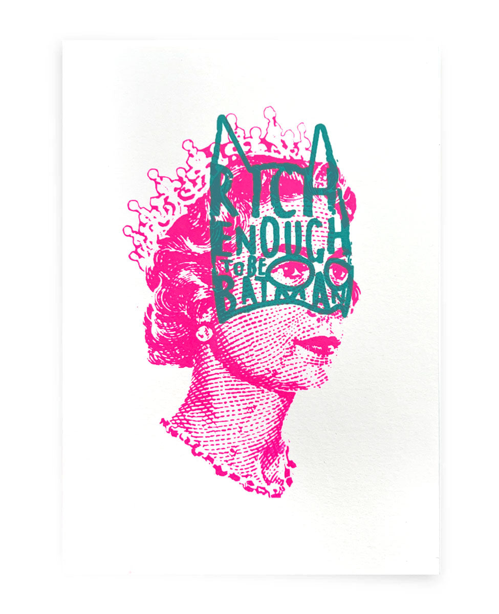 Rich Enough To Be Batman - A5 Neon Pink Lizzie Teal